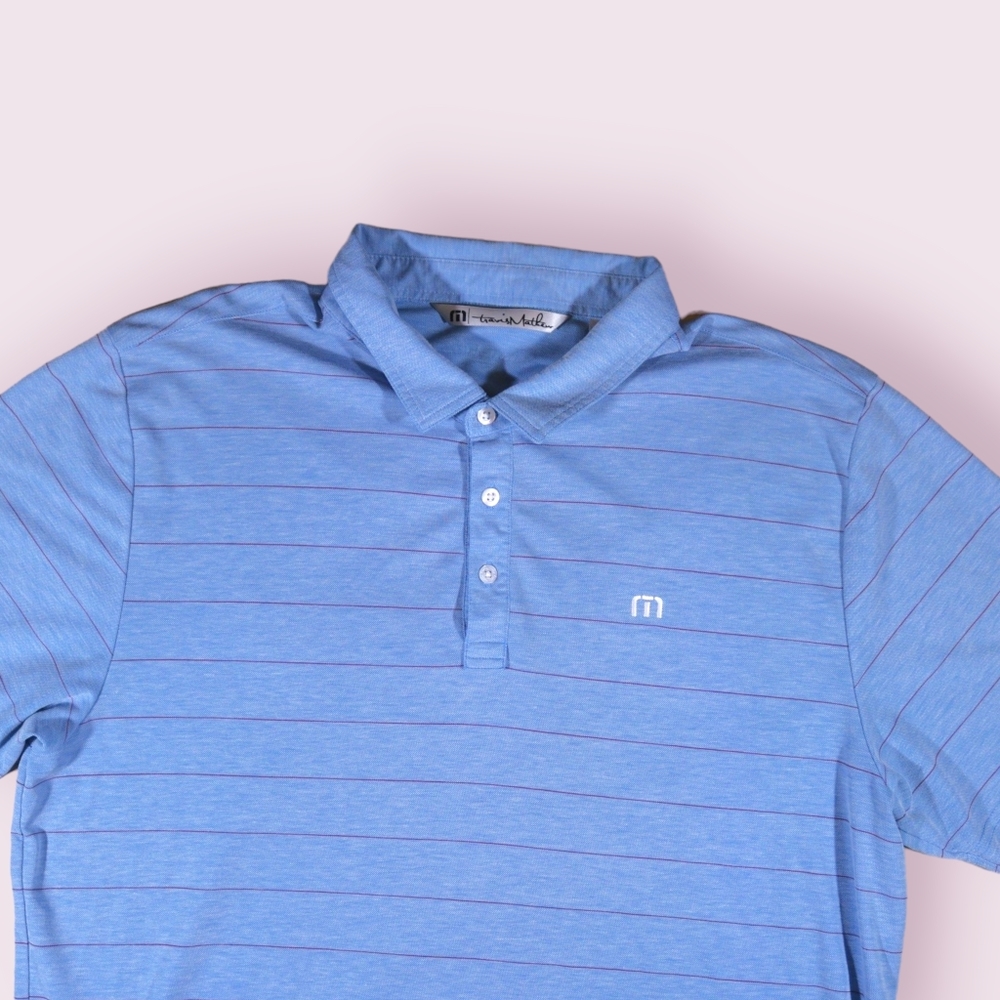Travis Mathew Blue Striped Polo Shirt